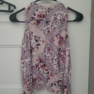 Cold Shoulder Floral Crop Top